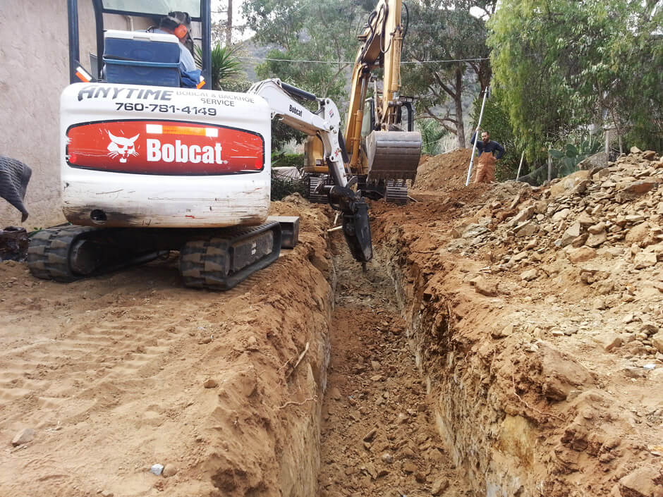 Trenching for a leach field